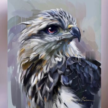 Digital Arts με τίτλο "Hawk" από Yulia Rossan, Αυθεντικά έργα τέχνης, Ψηφιακή ζωγραφική Τοποθετήθηκε στο Ξύλινο φορείο σκελε…