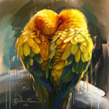 Картина под названием "INSEPARABLE LOVE -…" - Yulia Rossan, Подлинное произведение искусства, Акрил Установлен на Деревянная…