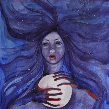 Peinture intitulée "La sorcière" par Ys, Œuvre d'art originale, Aquarelle