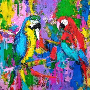 Peinture intitulée "Parrots" par Yulia Varlamova, Œuvre d'art originale, Acrylique