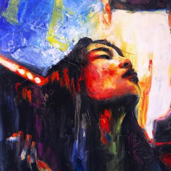 Painting titled "Neon lights" by Yulia Varlamova, Original Artwork, Oil