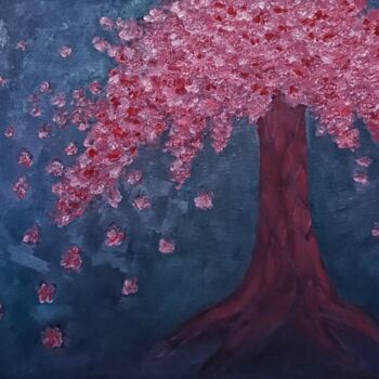 Painting titled "pink tree" by Yulia Vasenina, Original Artwork, Oil