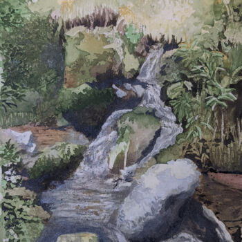 Arte têxtil intitulada "Mountain Creek" por Yulia Zuk, Obras de arte originais, Pigmentos