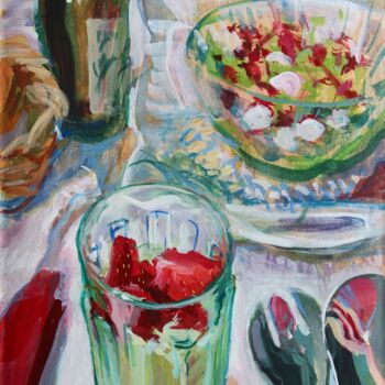 Painting titled "French breakfast" by Yulia Ayko, Original Artwork, Tempera