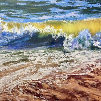Painting titled "The Wave" by Yulia Gavarini, Original Artwork, Oil
