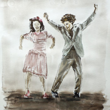 Schilderij getiteld "Let's dance !" door Yulia Schuster, Origineel Kunstwerk, Aquarel