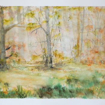 Malarstwo zatytułowany „Autumn in forest” autorstwa Yulia Schuster, Oryginalna praca, Akwarela