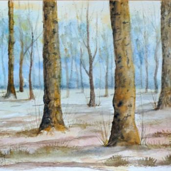 Painting titled "Trees" by Yulia Schuster, Original Artwork, Watercolor