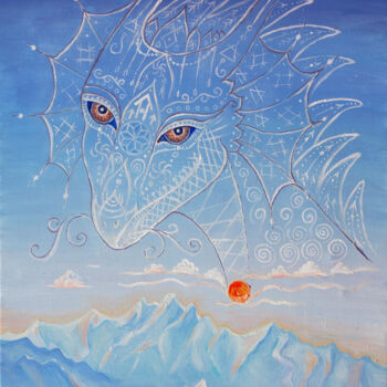 Painting titled "Dragon from start "…" by Yulia Leya, Original Artwork, Oil