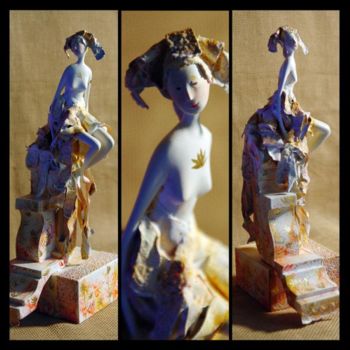 Sculpture titled "I SIT NEAR THE RIVER" by Yulia Luchkina, Original Artwork, Mixed Media