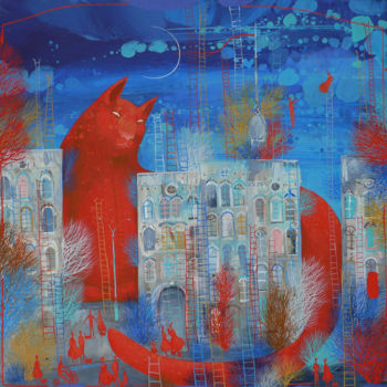 Картина под названием "Cats are grow up." - Yulia Luchkina, Подлинное произведение искусства, Акрил