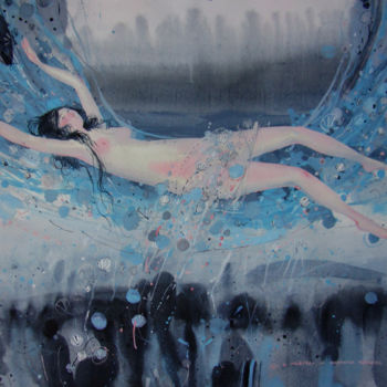 Картина под названием "Dream about jellyfi…" - Yulia Luchkina, Подлинное произведение искусства, Масло
