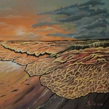 Pintura titulada "Sunset at sea" por Emilia, Obra de arte original, Acrílico