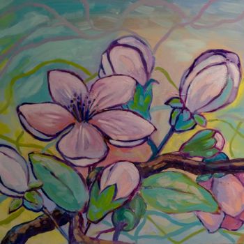 Painting titled "Blossom" by Yuliana Vladova, Original Artwork, Oil