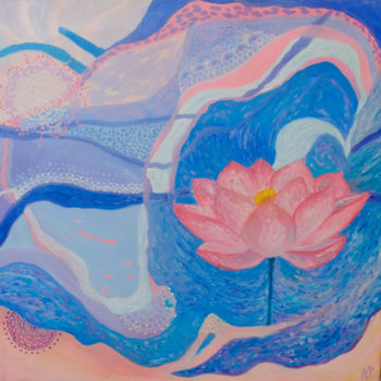 Painting titled "Lotus Flower" by Yuliana Vladova, Original Artwork, Oil