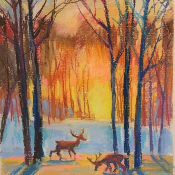 Painting titled "Nature Winter" by Yulia Tamoykina (Lifestyle_harmony), Original Artwork, Pastel