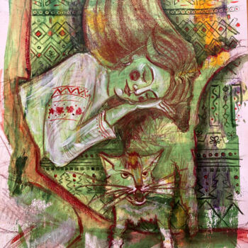Malarstwo zatytułowany „The Keeper of the D…” autorstwa Yuliia Chaika, Oryginalna praca, Akryl