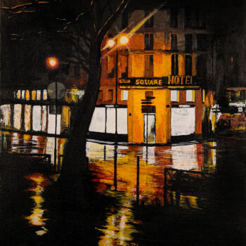 Malerei mit dem Titel "Paris boulevard" von Yuliia Khazova, Original-Kunstwerk, Acryl