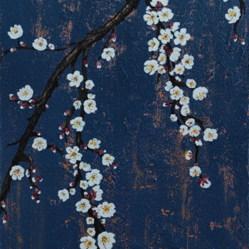 Peinture intitulée "White blossom" par Yuliia Khazova, Œuvre d'art originale, Acrylique