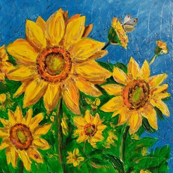 Painting titled "Ukrainian sunflower…" by Yuliia Mahda, Original Artwork, Acrylic