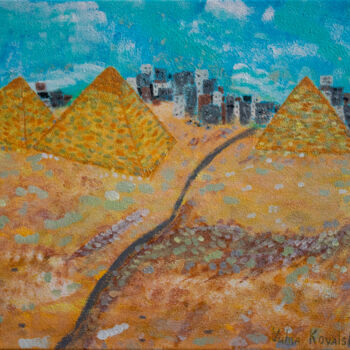 Peinture intitulée "Egypt. Pyramids" par Yuliia Kovalska, Œuvre d'art originale, Acrylique Monté sur Châssis en bois
