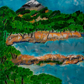 Картина под названием "Lonely Mountain" - Yuliia Kovalska, Подлинное произведение искусства, Акрил