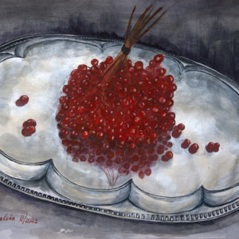 Schilderij getiteld "Guelder rose" door Yuliia Kovalska, Origineel Kunstwerk, Aquarel