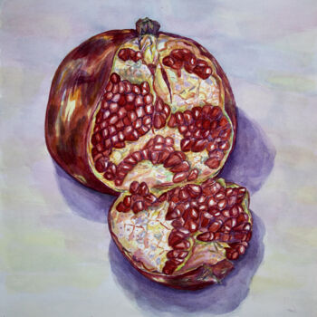 Painting titled "Pomegranate" by Yuliia Kovalska, Original Artwork, Watercolor