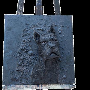 Sculpture titled "My dog" by Yuliya Belan, Original Artwork, Cement