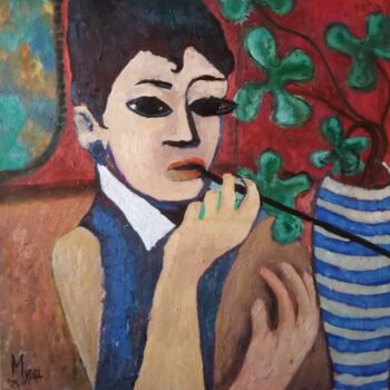 Schilderij getiteld "Odri" door Yuliya Bogdanova, Origineel Kunstwerk, Olie Gemonteerd op Andere stijve panelen