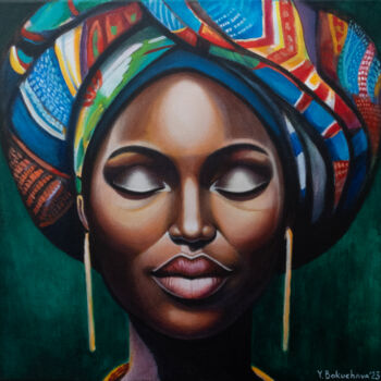 Painting titled "African Woman" by Yuliya Bokuchava, Original Artwork, Acrylic