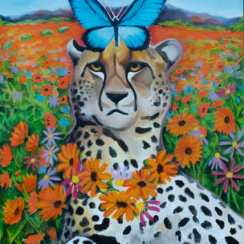 Painting titled "Cheetah" by Yuliya Bokuchava, Original Artwork, Acrylic