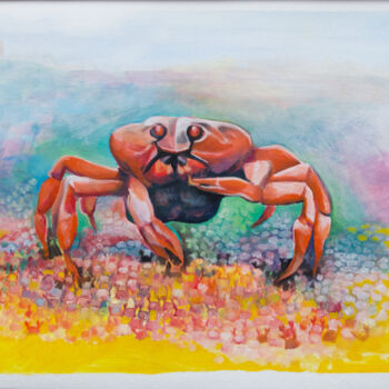 Schilderij getiteld "Mother Crab" door Yuliya Bokuchava, Origineel Kunstwerk, Olie