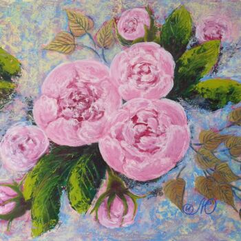 Schilderij getiteld "Pink Peony Painting…" door Yuliya Illarionova, Origineel Kunstwerk, Acryl