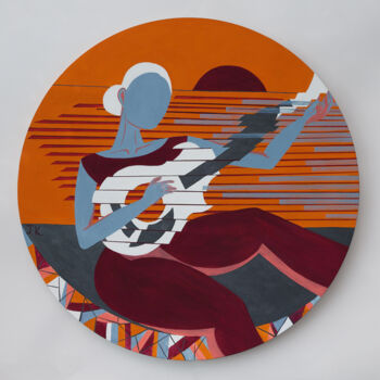 Malerei mit dem Titel "Sunset player" von Yuliya Kachur, Original-Kunstwerk, Acryl