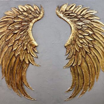 Картина под названием "Angel wings" - Yuliia Kiselova, Подлинное произведение искусства, Акрил Установлен на Деревянная рама…