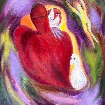 Painting titled "My Heart." by Yuliya Pochynok (JJ Julia), Original Artwork, Oil Mounted on Wood Stretcher frame