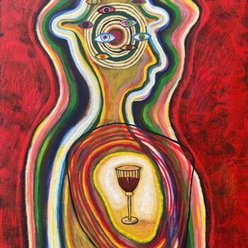 Peinture intitulée "Wine is in My Heart." par Yuliya Pochynok (JJ Julia), Œuvre d'art originale, Acrylique Monté sur Châssis…