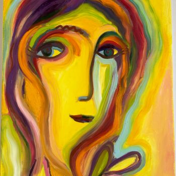 Peinture intitulée "Yellow Girl." par Yuliya Pochynok (JJ Julia), Œuvre d'art originale, Huile Monté sur Châssis en bois