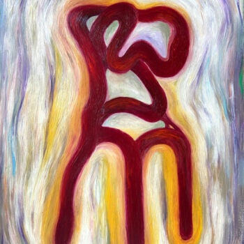 Peinture intitulée "The Red Chair." par Yuliya Pochynok (JJ Julia), Œuvre d'art originale, Huile Monté sur Châssis en bois