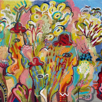 Pittura intitolato "spring Gardens." da Yuliya Pochynok (JJ Julia), Opera d'arte originale, Olio Montato su Telaio per barel…