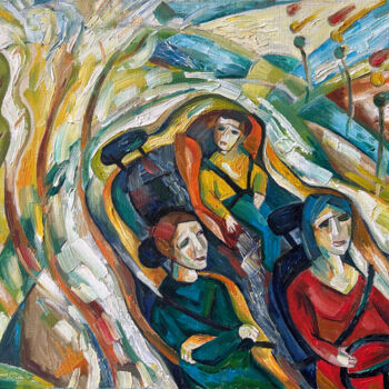 Peinture intitulée "A Family Trip." par Yuliya Pochynok (JJ Julia), Œuvre d'art originale, Huile Monté sur Châssis en bois