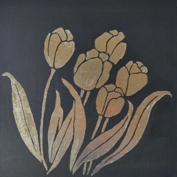 Painting titled "Tulips" by Yuliya Zhuk, Original Artwork, Acrylic Mounted on Wood Stretcher frame