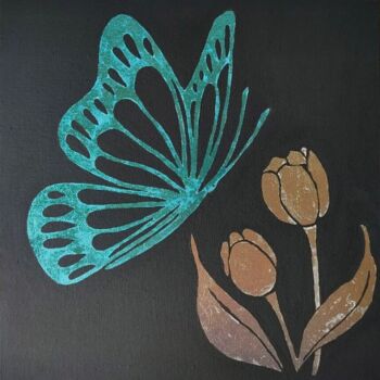 Malarstwo zatytułowany „Butterfly” autorstwa Yuliya Zhuk, Oryginalna praca, Akryl Zamontowany na Drewniana rama noszy