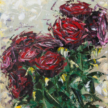 Pittura intitolato "Storm of roses" da Yuliya Trubacheva, Opera d'arte originale, Olio