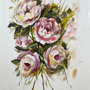 Painting titled "Peonies" by Yuliya Trubacheva, Original Artwork, Acrylic