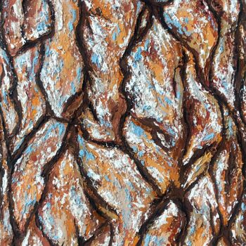 Картина под названием "Pine bark under snow" - Yuliya Trubacheva, Подлинное произведение искусства, Акрил