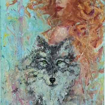 제목이 "She-wolf"인 미술작품 Julia Tokar (Jt)로, 원작, 기름