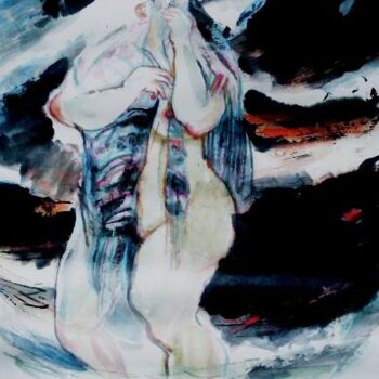Pintura intitulada "水墨实验：1992生命空间3" por Yun Yang Wang, Obras de arte originais
