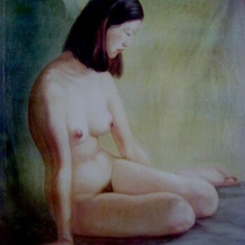 Painting titled "油画：女人体" by Yun Yang Wang, Original Artwork, Oil